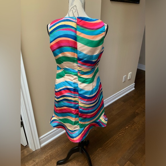 VALENTINO GARAVANI S.P.A. RED Multicolour Wave Knee Length Dress Women SZ Medium - Picture 5 of 16